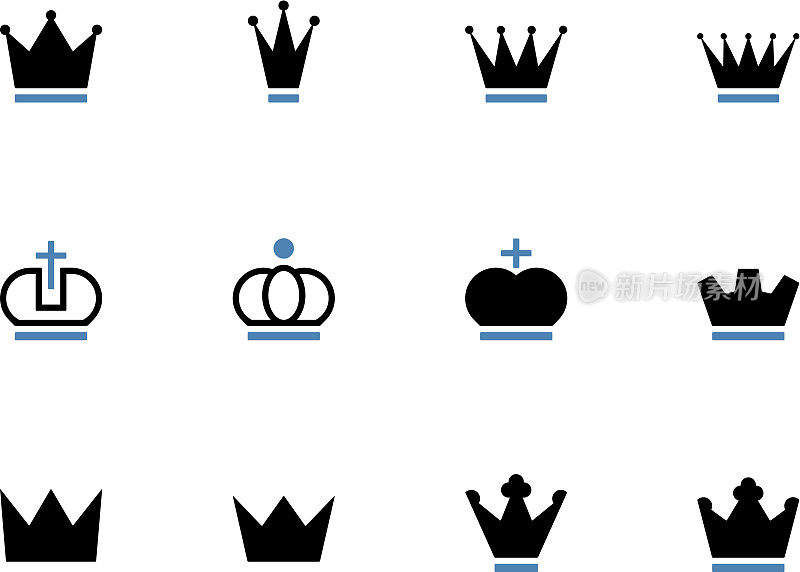 Crown duotone icons on white background.
